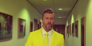 Robbie's questionable outfit for the evening.